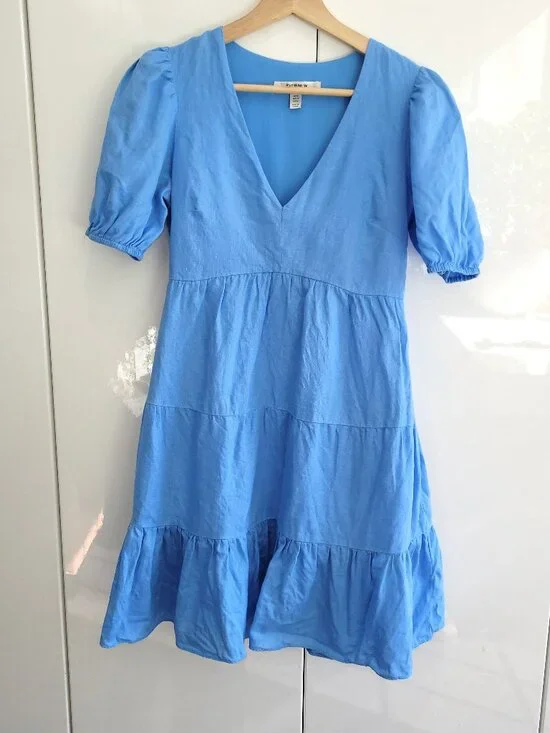 Ever New Melbourne 100% Linen Light Blue Dress Size 2 US - Picture 2 of 12